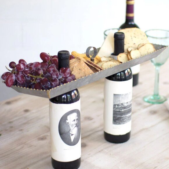 Galvanized Serving Tray Double Bottle Topper - Picture 1 of 9